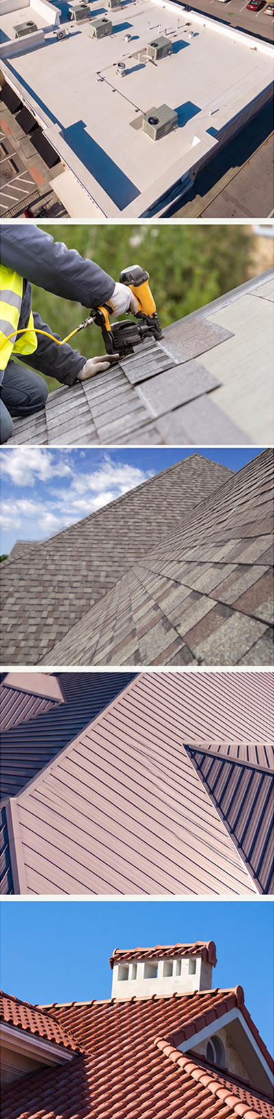 A collage of completed Ridge Point Roofing projects